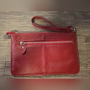 BEFEN Elegant Red Leather Wristlet Clutch